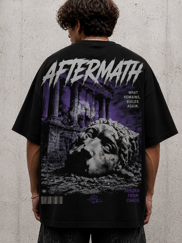 AFTERMATH Oversized Graphic Tee - Black