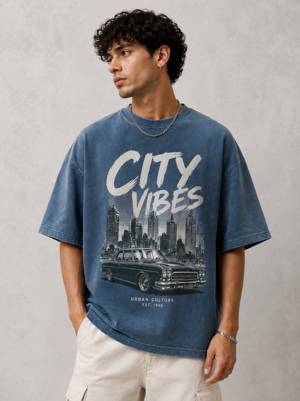 Urban Culture Retro Car Oversized T-Shirt